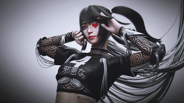 Woman heart tattoo cyberpunk cellphone free wallpaper - medium preview image