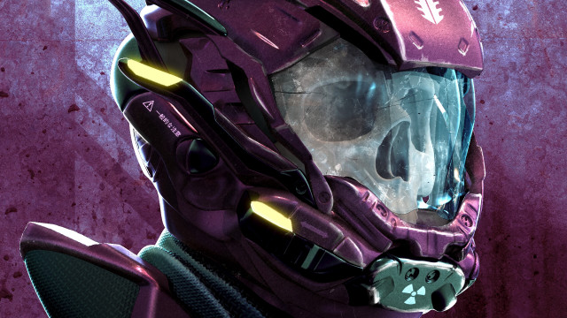 Helmeted skull man purple halo free wallpaper - medium preview image