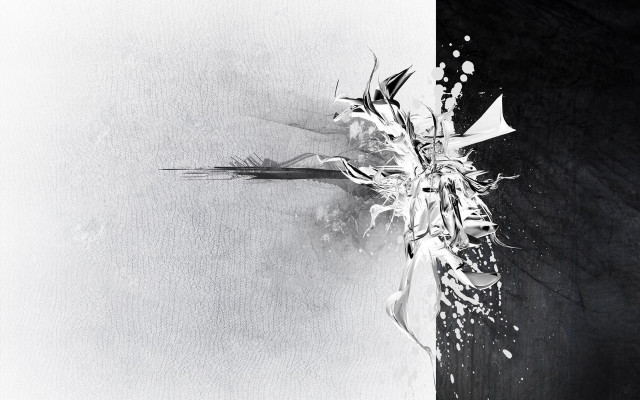 Black white flower wall ink free wallpaper - medium preview image