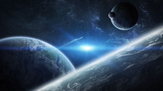 Distant planet horizon bright light free wallpaper - medium preview image
