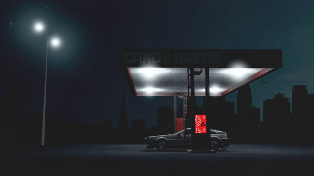 Gas station red light night free wallpaper - medium preview image