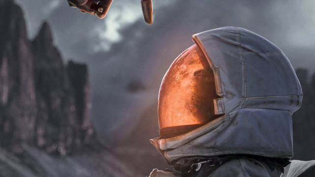 Space suit man mountain knife free wallpaper - medium preview image