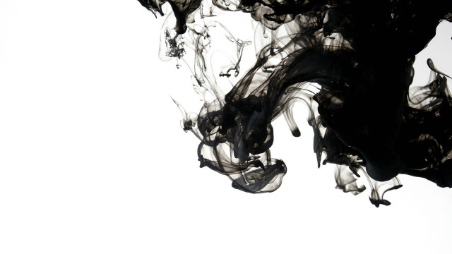 Black substance floating white background free wallpaper - medium preview image