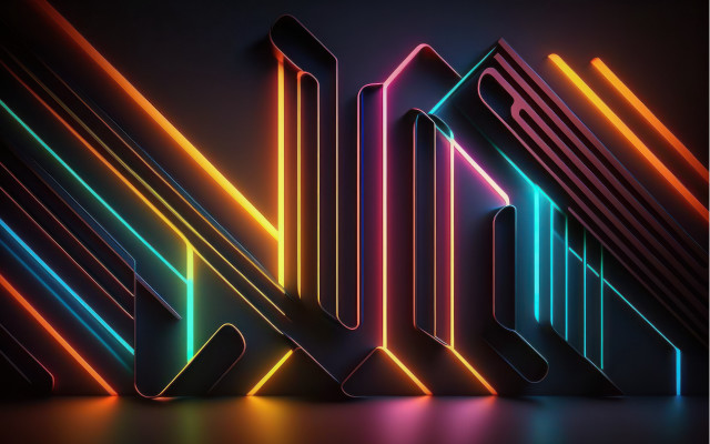 Neon text geometric abstract 3d free wallpaper - medium preview image