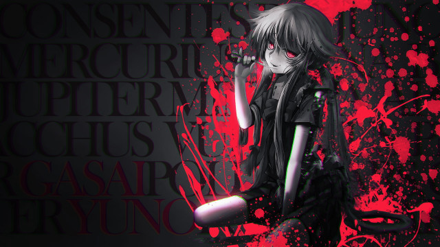 Girl black dress red splatters free wallpaper for desktop - medium preview image