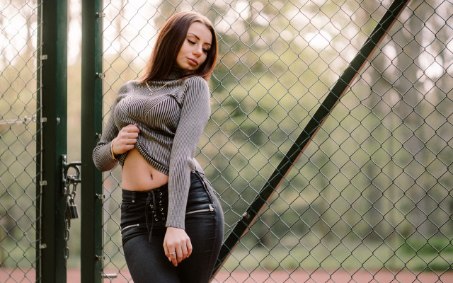 Serious woman fence arabesque hourglass free wallpaper - medium preview image
