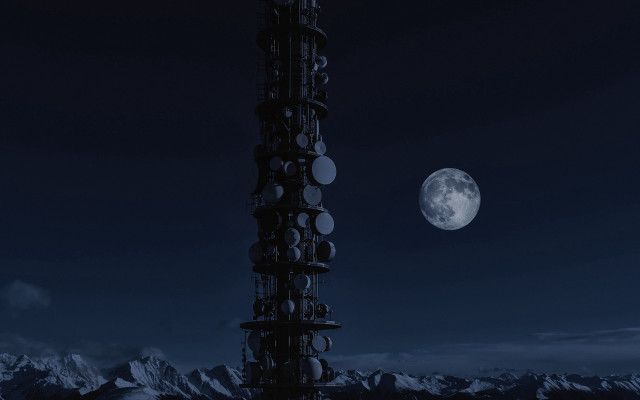 Tower clock fullmoon mountains night free wallpaper - medium preview image