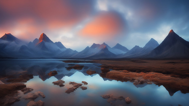 Mountain lake cloudy sky evening #2 free wallpaper - medium preview image