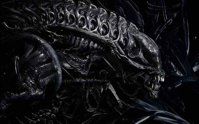 Alien sharp teeth armor monochrome free wallpaper - medium preview image