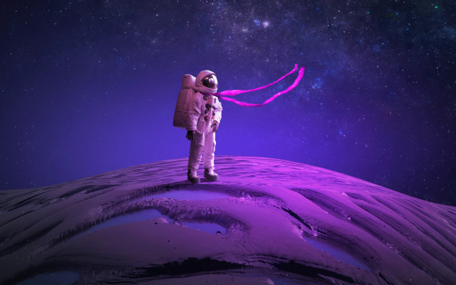 Astronaut purple surface pink tie free wallpaper - medium preview image