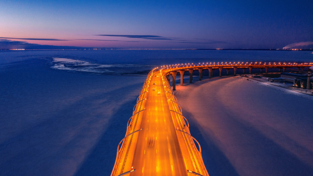 Bridge night longexposure lights cityscape free wallpaper - medium preview image