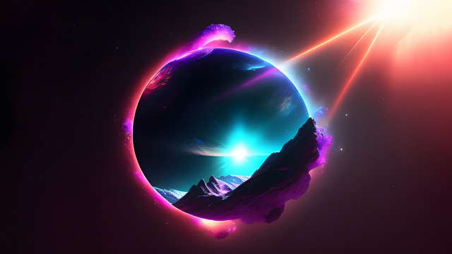 Colorful object center dark space free wallpaper - medium preview image