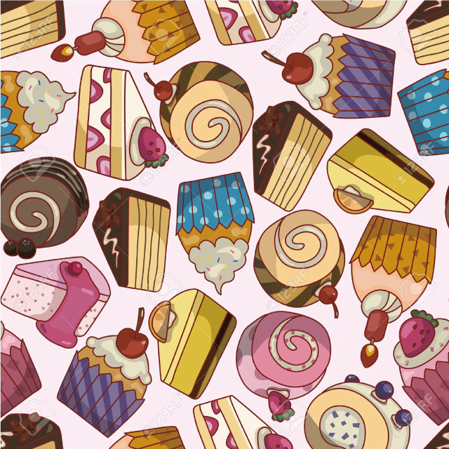 Cakes pastries pattern pink background free wallpaper - medium preview image