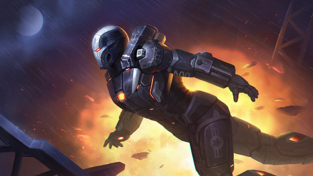 Futuristic man rain gun helmet free wallpaper - medium preview image