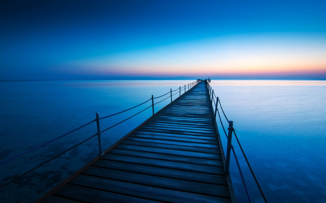 Long pier ocean dusk blue free wallpaper - medium preview image