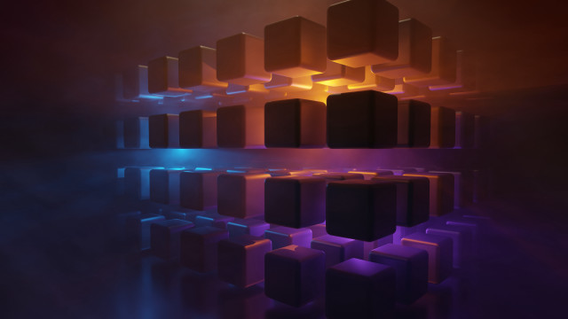 Cubes brightlight 3dvolumetric purpleblue beeplesolo free wallpaper - medium preview image