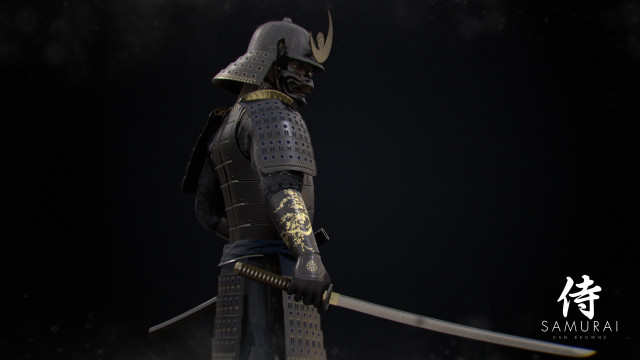 Samurai sword armor helmet black free wallpaper - medium preview image