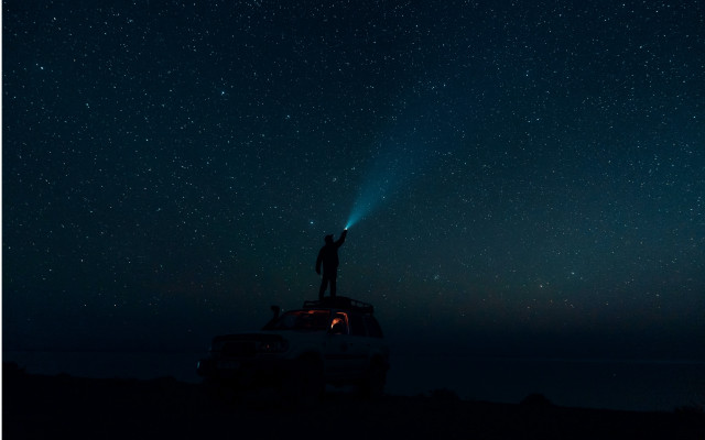 Night sky starry vehicle man free wallpaper - medium preview image