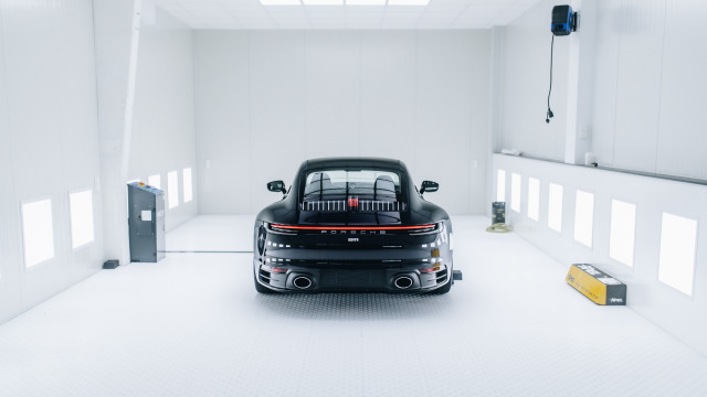 Black car white room yellow free wallpaper - medium preview image