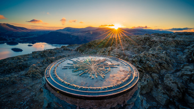 Sundial rock mountain lake landart free wallpaper - medium preview image