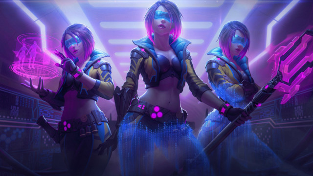 Futuristic neo noir cyberpunk girls free wallpaper - medium preview image