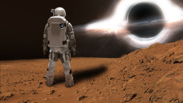Man blackhole astronaut space beach free wallpaper - medium preview image