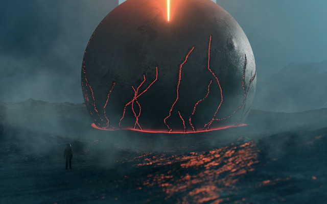 Man giant object ocean bright free wallpaper - medium preview image