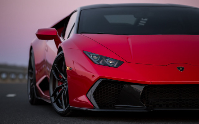 Red sports car dusk hood free wallpaper - medium preview image