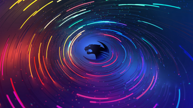 Black cat blue background colorful free wallpaper - medium preview image