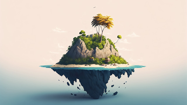 Small island palm tree bird free wallpaper - medium preview image