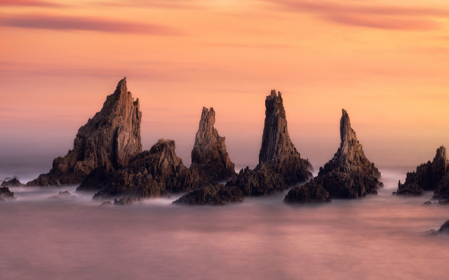 Rock water pink sky sunset free wallpaper - medium preview image