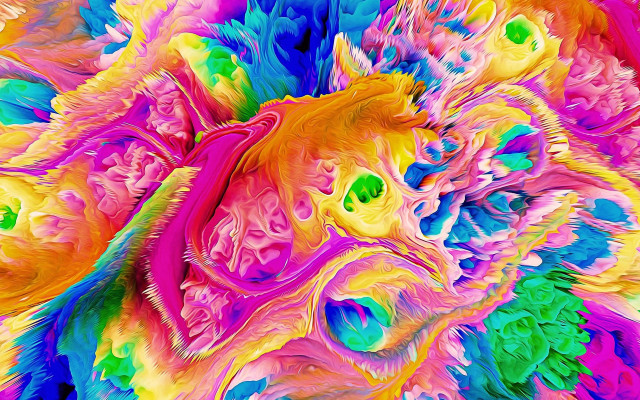 Colorful abstract lion feathers eyes free wallpaper - medium preview image