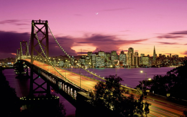 Bridge water city night lights #27 free wallpaper for desktop - medium preview image