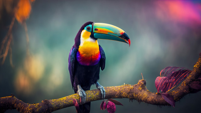 Colorful bird rainbow beak mystical free wallpaper - medium preview image