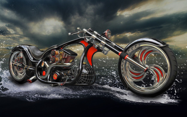 Motorcycle floating water cloudy day free wallpaper - medium preview image