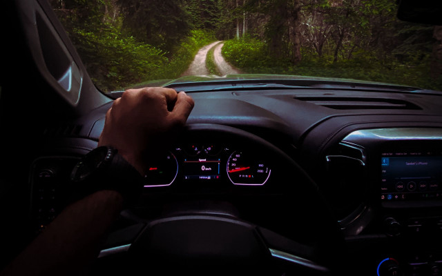 Night driving forest road car free wallpaper - medium preview image