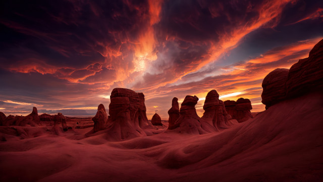Sunset desert rocks clouds red #2 free wallpaper - medium preview image