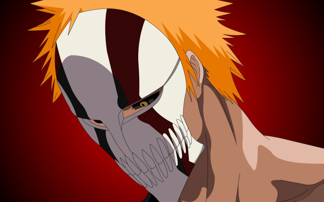 Orange hair masked portrait anime free wallpaper - medium preview image