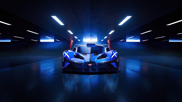 Blue white car dark tunnel free wallpaper - medium preview image