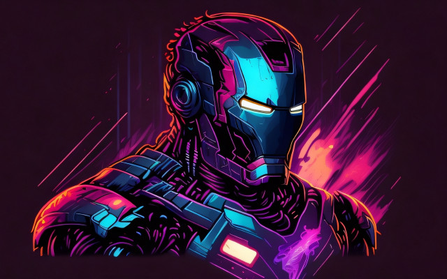 Robot headphones glowing eyes cyberpunk free wallpaper - medium preview image