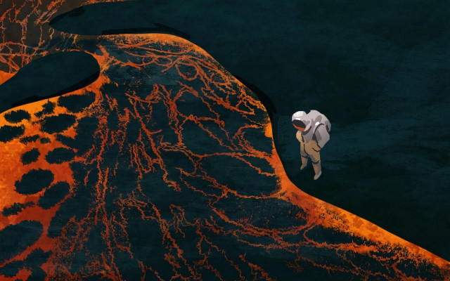 Lava mountain river space art free wallpaper - medium preview image