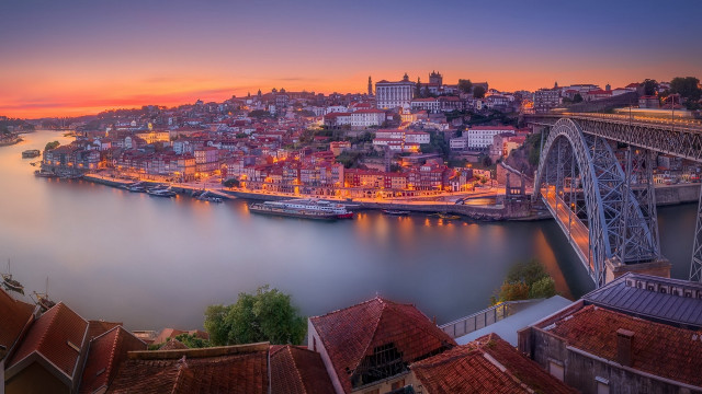 City bridge river sunset architecture free wallpaper - medium preview image