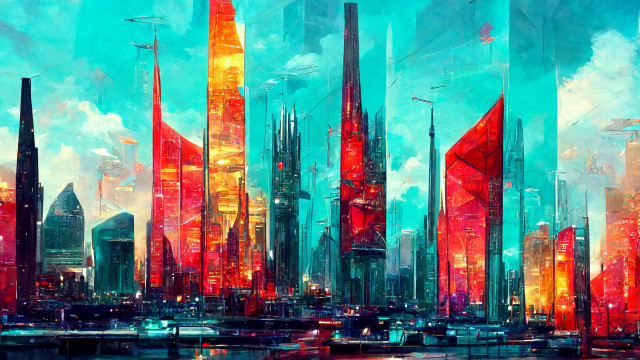 Cyberpunk tokyo cityscape bridge skyline free wallpaper - medium preview image