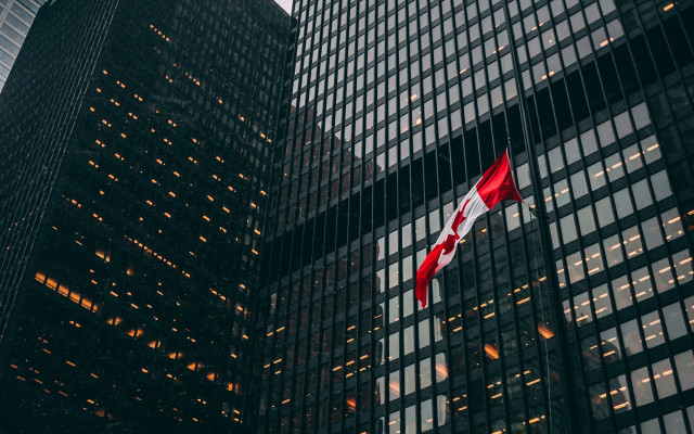 Canadian flag city night architecture free wallpaper - medium preview image