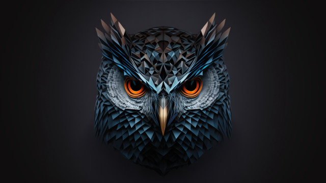 Owl head orange eyes glowing free wallpaper - medium preview image