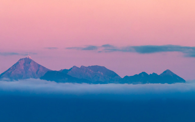 Mountain tower clouds pink sky free wallpaper - medium preview image
