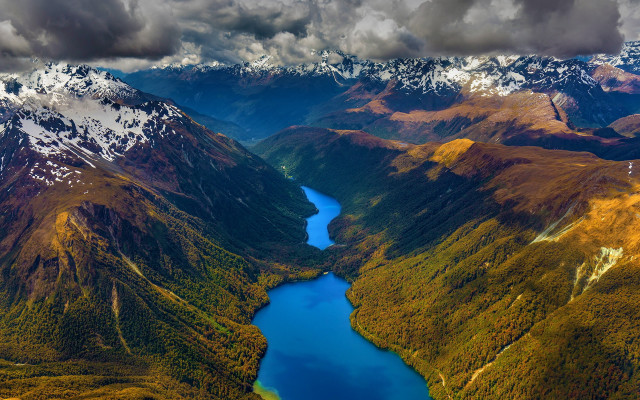 Valley lake mountains snow nature free wallpaper - medium preview image