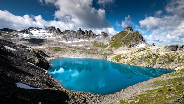 Blue lake mountains cloudy sky #4 free wallpaper - medium preview image