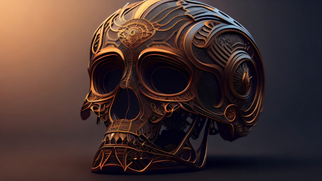 Golden skull intricate details dark free wallpaper - medium preview image