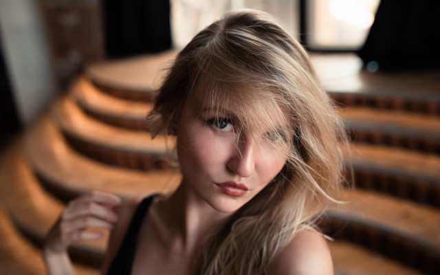 Blonde woman steps portrait cosplay free wallpaper - medium preview image
